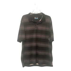 PGA Tour Golf Polo Shirt Men's Extra Large Black And White Striped Short Sleeve